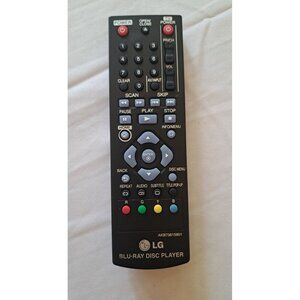 LG AKB73615801 Black Blu-Ray Disc Player Remote Control Rectangular Hard Plastic